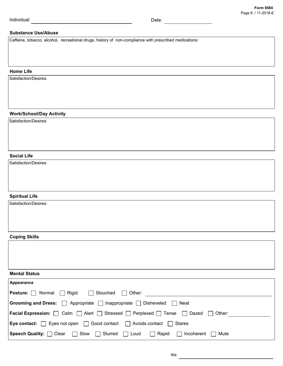 Form 8584 Nursing Comprehensive Assessment - Texas, Page 9
