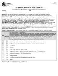 Document preview: Form 8585 Rn Delegation Worksheet for 22 Tac Chapter 225 - Texas