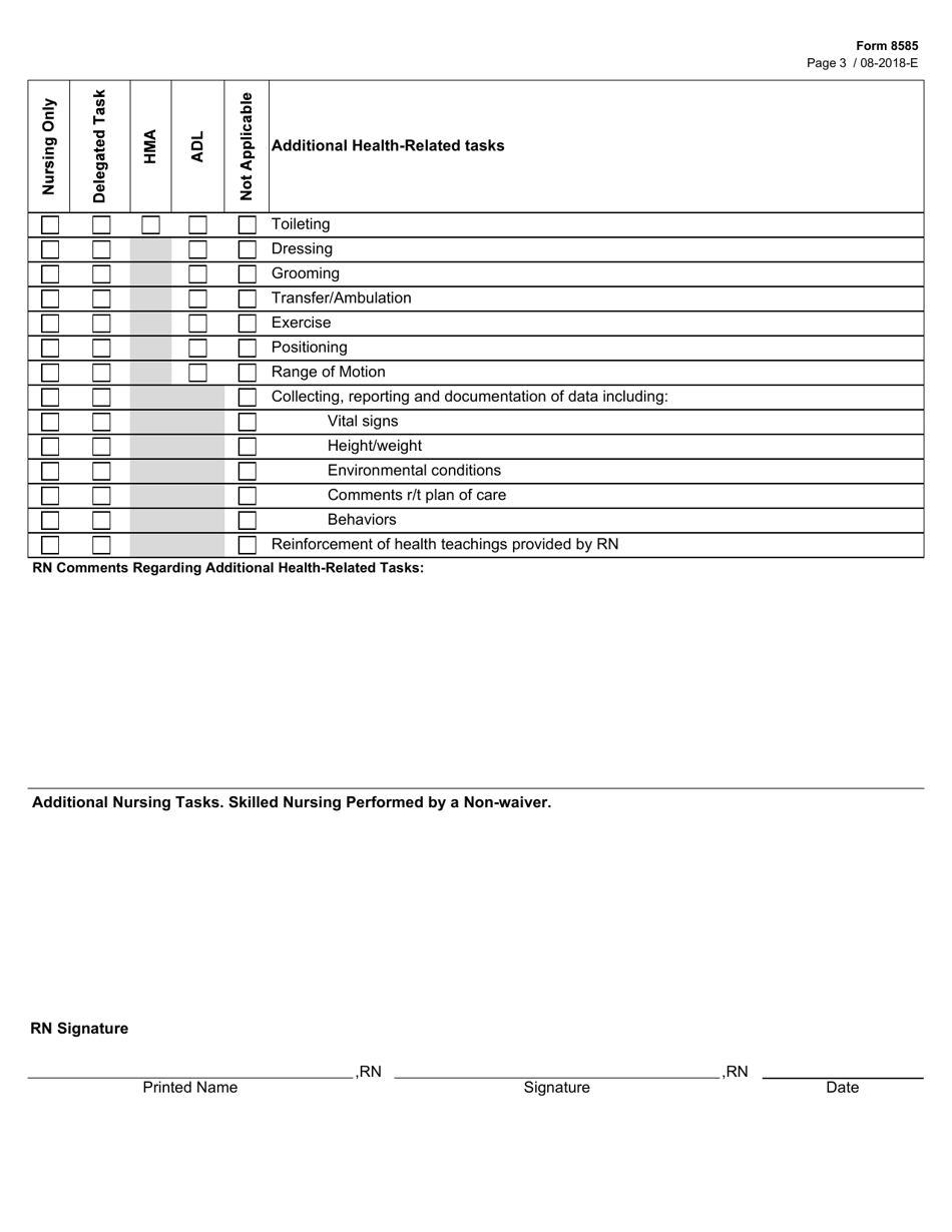 Form 8585 Rn Delegation Worksheet for 22 Tac Chapter 225 - Texas, Page 3