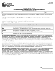 Form 8589 Nursing Special Needs: Rn Delegation and Care Instructions for Assistive Personnel - Texas