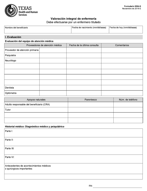 Formulario 8584-S  Printable Pdf