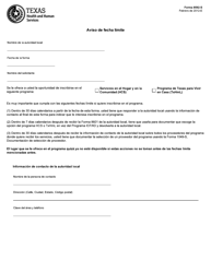 Document preview: Formulario 8592-S Aviso De Fecha Limite - Texas (Spanish)