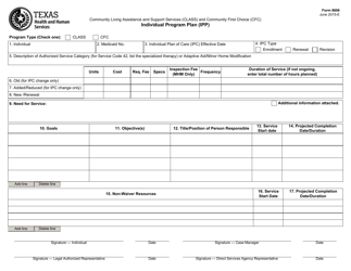Document preview: Form 8606 Individual Program Plan (Ipp) - Texas