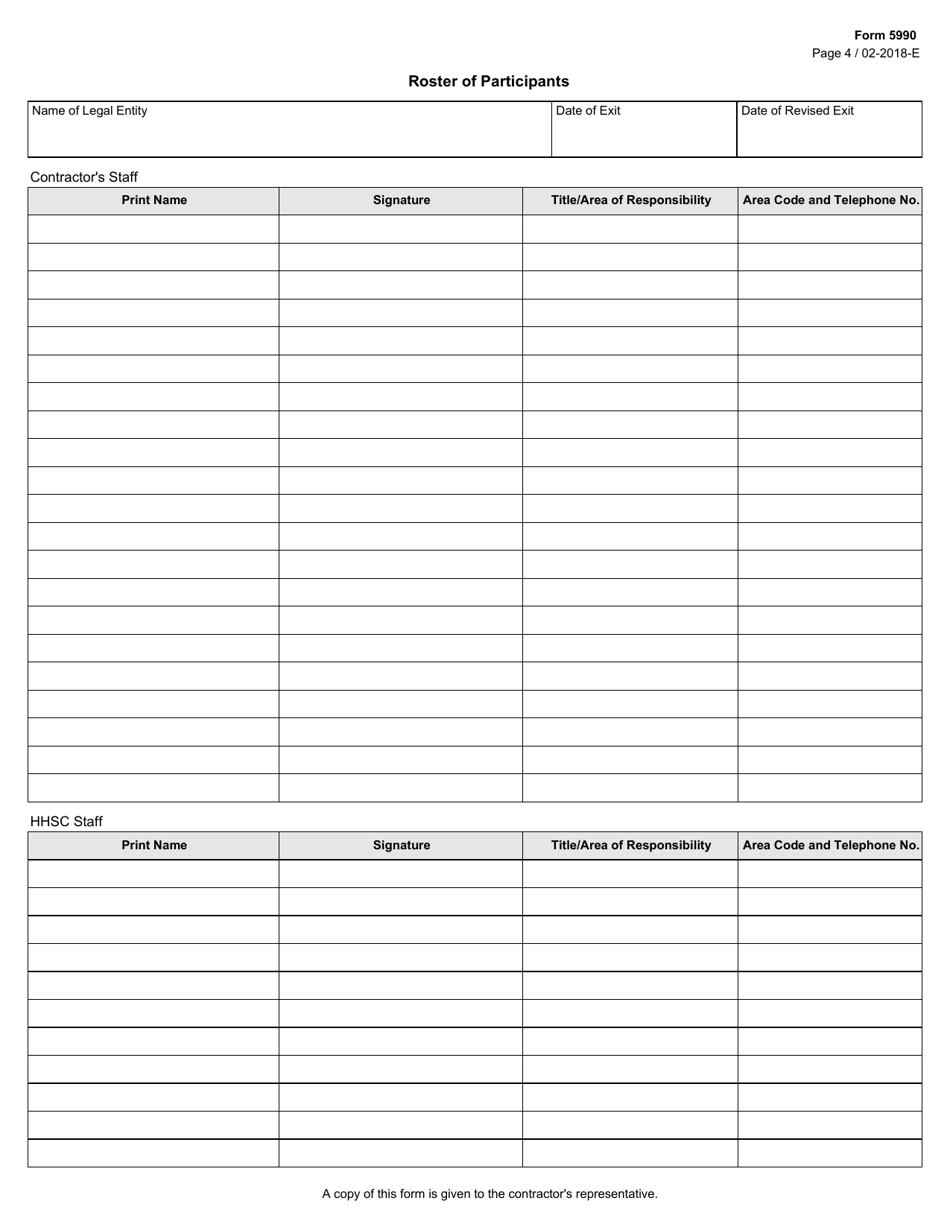 Form 5990 Contract Monitoring Exit Conference - Texas, Page 4