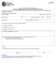 Document preview: Form 8614 Grievance Regarding Ombudsman Certification Decision - Texas