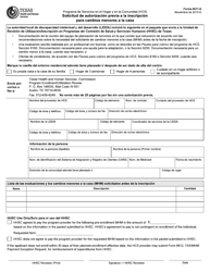 Document preview: Formulario 8611-S Solicitud De Autorizacion Previa a La Inscripcion Para Cambios Menores a La Casa - Texas (Spanish)