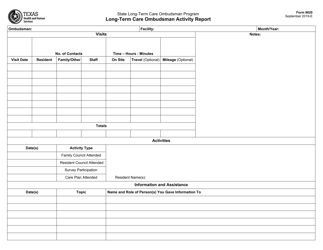 Document preview: Form 8620 Long-Term Care Ombudsman Activity Report - Texas