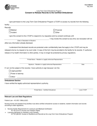 Document preview: Form 8624-W Consent to Release Records to the Certified Ombudsman - Texas