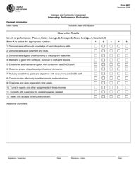Form 8637 Internship Performance Evaluation - Texas
