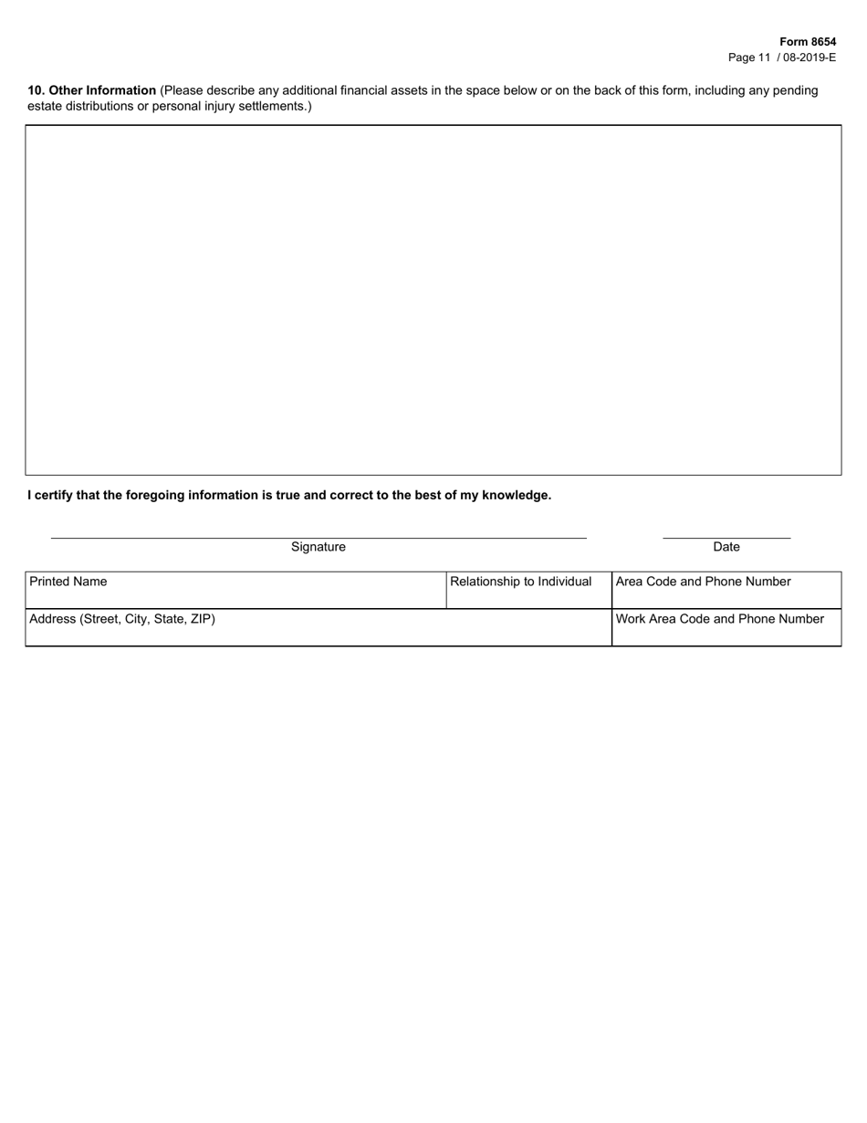 Form 8654 State Supported Living Center (Sslc) Admission Application - Texas, Page 11