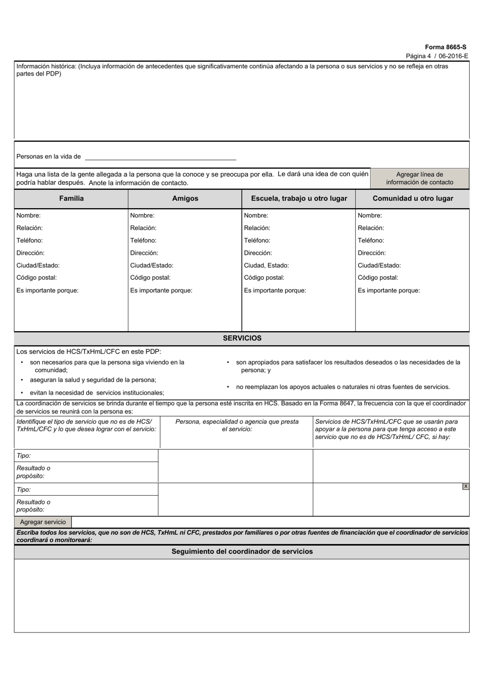 Formulario 8665-S Plan Dirigido Por La Persona - Texas (Spanish), Page 4