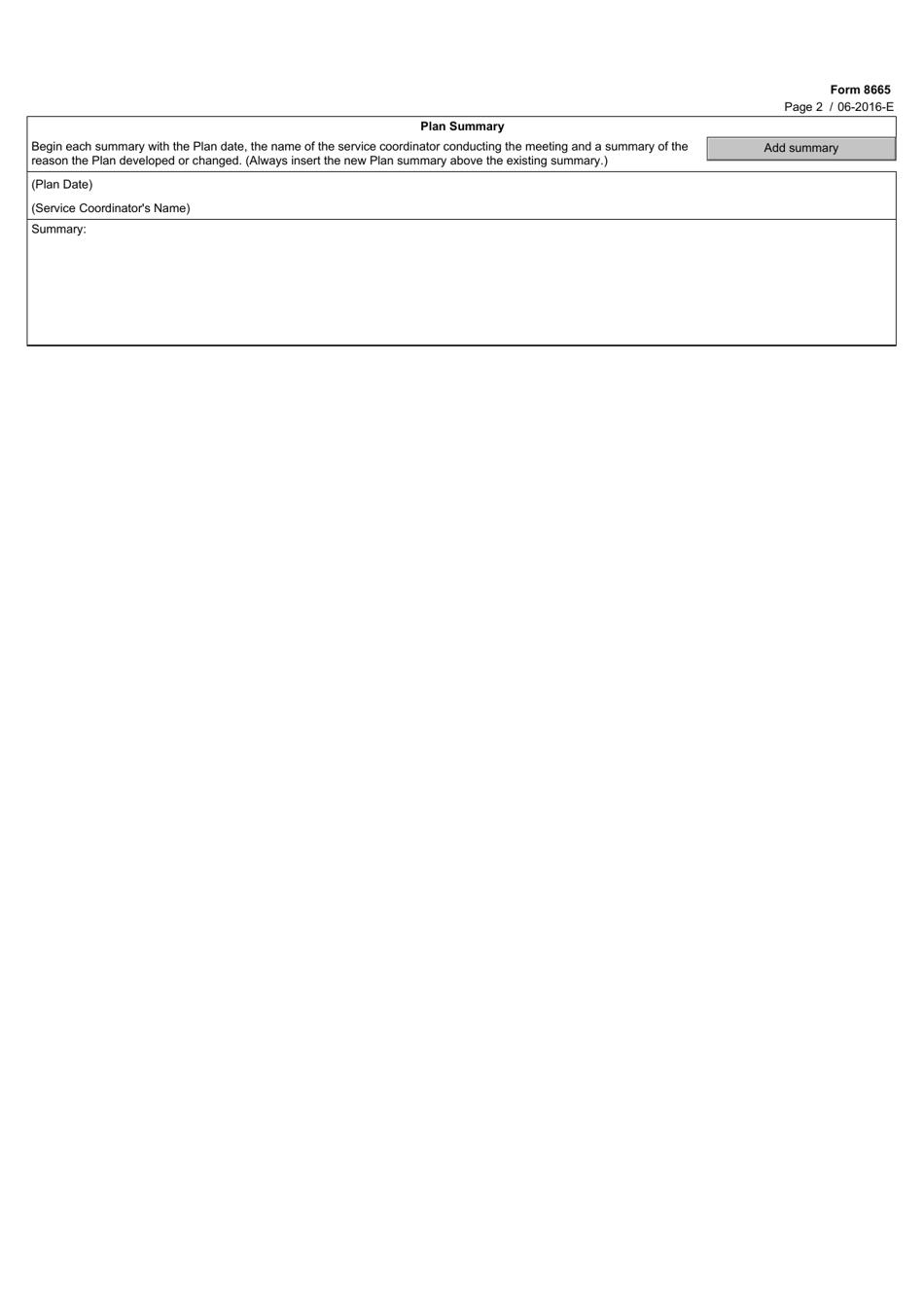 Form 8665 Person-Directed Plan - Texas, Page 2