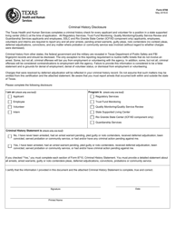 Document preview: Form 8708 Criminal History Disclosure - Texas