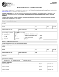Document preview: Form H0010 Application for Advisory Committee Membership - Texas