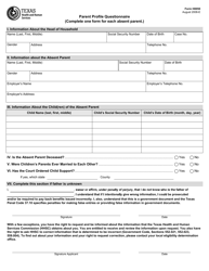 Document preview: Form H0050 Parent Profile Questionnaire - Texas