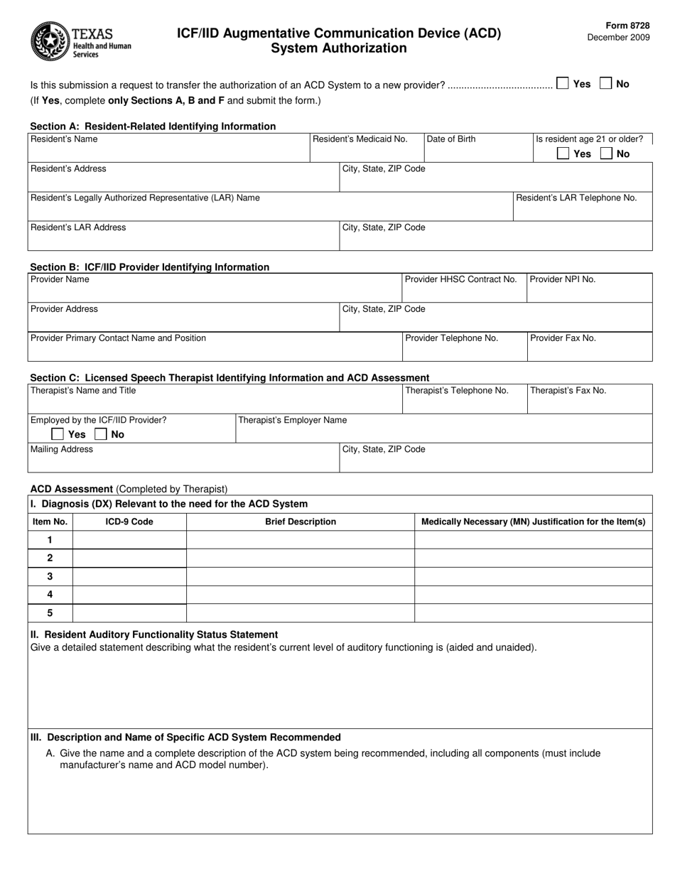 Form 8728 - Fill Out, Sign Online and Download Printable PDF, Texas ...