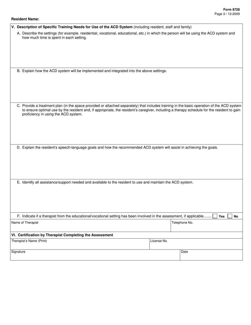 Form 8728 Icf / Iid Augmentative Communication Device (Acd) System Authorization - Texas, Page 3