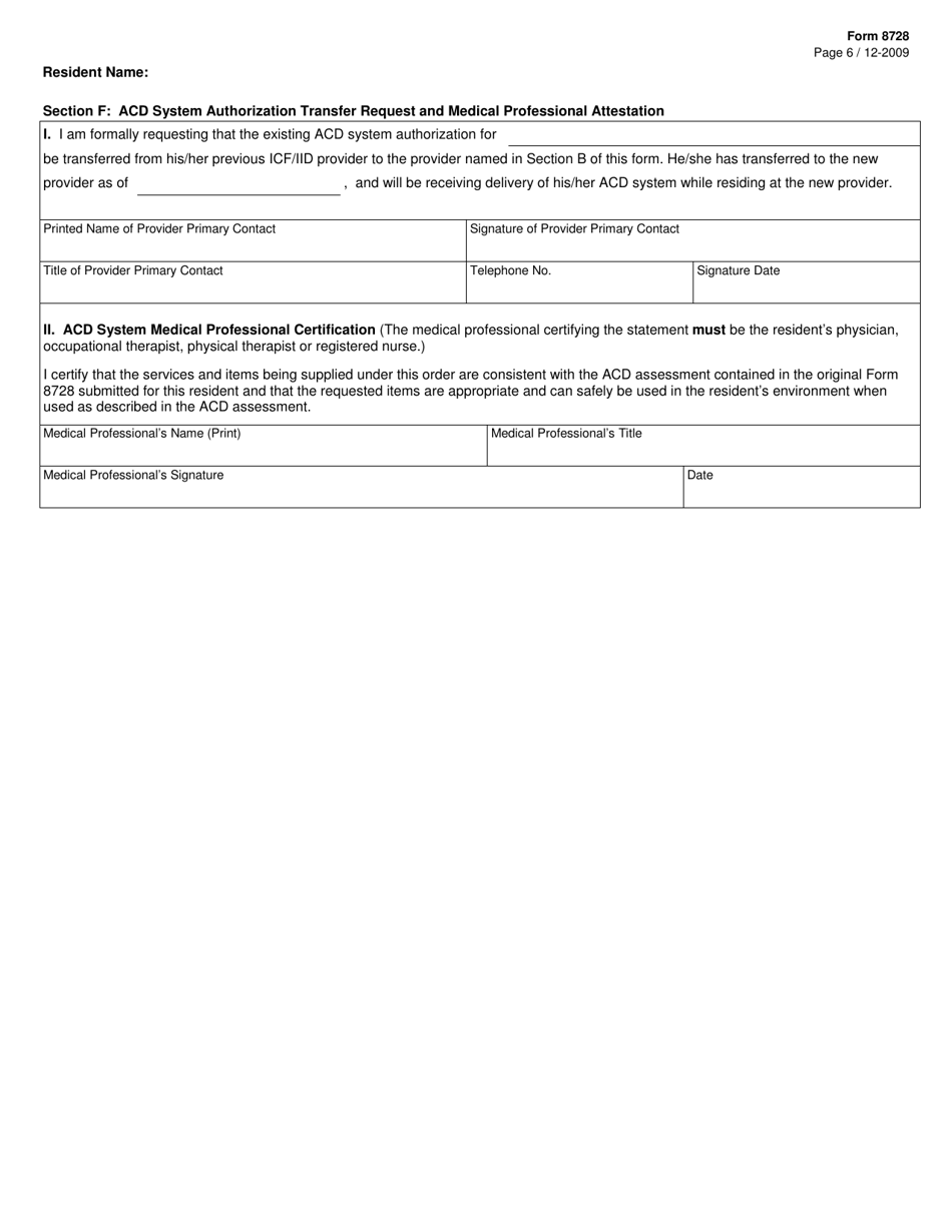 Form 8728 Icf / Iid Augmentative Communication Device (Acd) System Authorization - Texas, Page 6