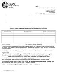Document preview: Formulario H0053-S Aviso De Posible Elegibilidad Para Medicaid De Participacion En Los Costos - Texas (Spanish)