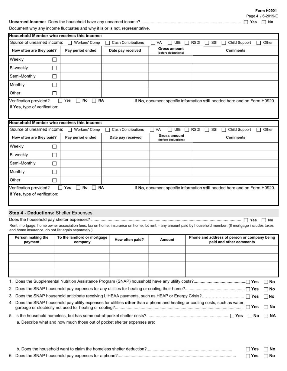 Form H0901 Hhsc Enhanced Data Gathering Worksheet - Texas, Page 4