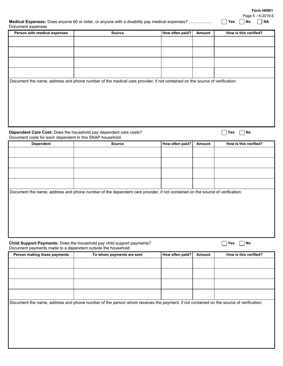 Form H0901 Hhsc Enhanced Data Gathering Worksheet - Texas, Page 5
