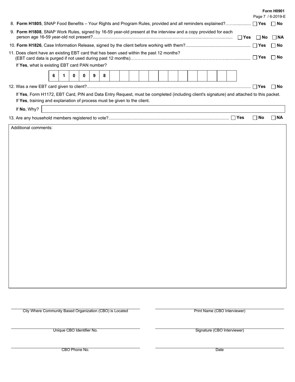 Form H0901 Hhsc Enhanced Data Gathering Worksheet - Texas, Page 7
