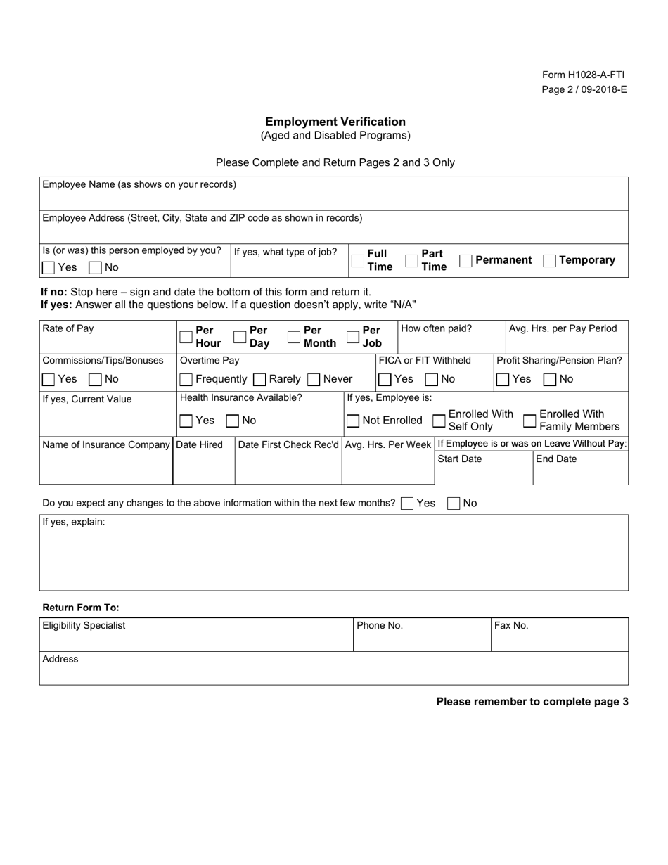 Form H1028-A-FTI - Fill Out, Sign Online And Download Fillable PDF ...