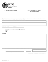 Document preview: Form H1026-FTI Verification of Railroad Retirement Benefits - Texas