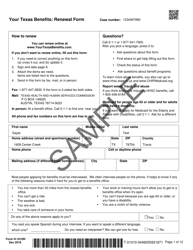 Document preview: Form H1010R Your Texas Works Benefits: Renewal Form - Texas