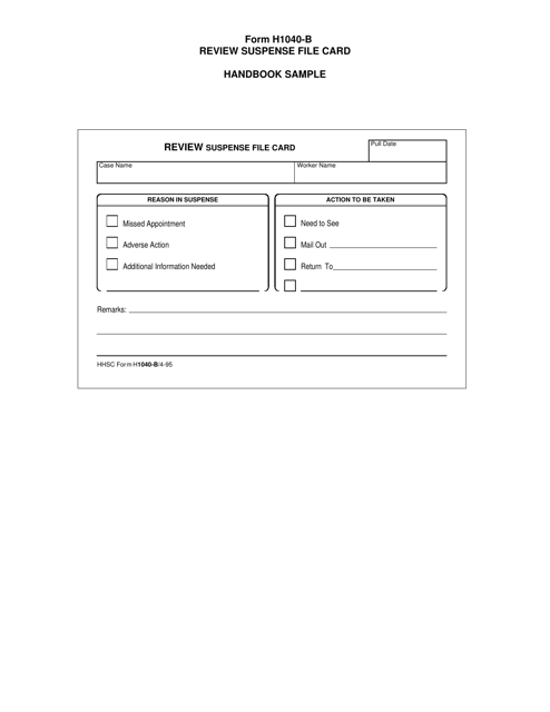 Form H1040-B  Printable Pdf