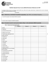 Form H1042 Modified Adjusted Gross Income (Magi) Worksheet: Medicaid and Chip - Texas