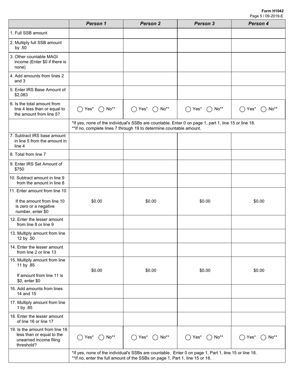 Form H1042 Modified Adjusted Gross Income (Magi) Worksheet: Medicaid and Chip - Texas, Page 5