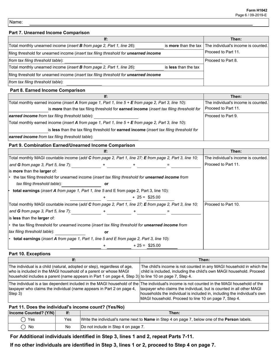 Form H1042 Modified Adjusted Gross Income (Magi) Worksheet: Medicaid and Chip - Texas, Page 6