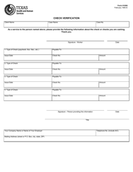 Document preview: Form H1050 Check Verification - Texas