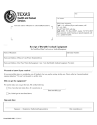 Document preview: Form H1051-IME Receipt of Durable Medical Equipment - Texas