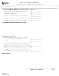 Document preview: Form H1049-3 Self-employment Income Worksheet - Texas