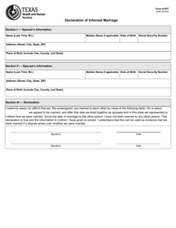 Document preview: Form H1057 Declaration of Informal Marriage - Texas
