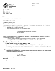 Document preview: Formulario H1061-S Birth Outcome Letter - Texas (Spanish)