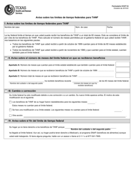 Document preview: Formulario H1077-S Aviso Sobre Los Limites De Tiempo Federales Para Tanf - Texas (Spanish)