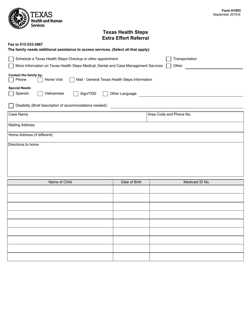 Form H1093  Printable Pdf