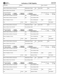 Form H1103 Verification of TANF Eligibility - Texas