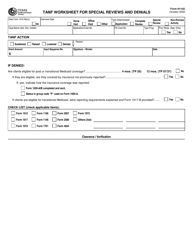 Form H1102 TANF Worksheet for Special Reviews and Denials - Texas