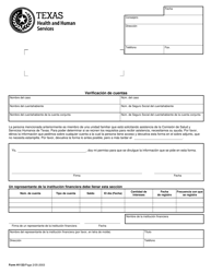 Form H1133 Account Verification - Texas (English/Spanish), Page 2