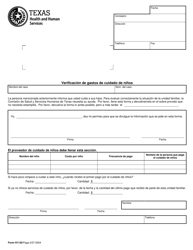 Form H1135 Child Care Expense Verification - Texas (English/Spanish), Page 2