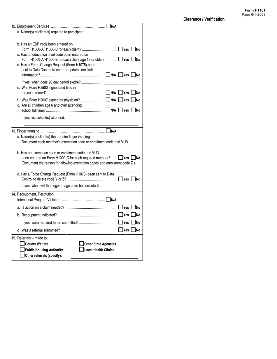 Form H1101 TANF Worksheet - Texas, Page 6