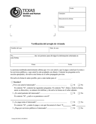 Document preview: Formulario H1138-S Verificacion Del Arreglo De Vivienda - Texas (Spanish)