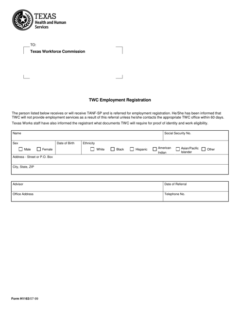 Form H1163  Printable Pdf