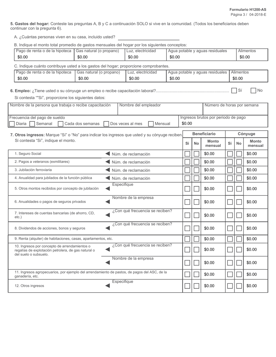 Formulario H1200-AS Recertificacion De La Ayuda Exclusivamente Para Atencion Medica (Mao) - Texas (Spanish), Page 3