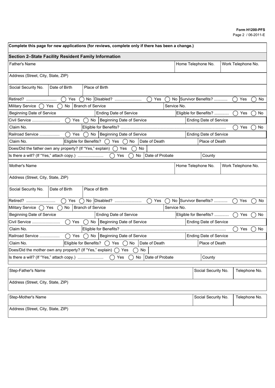 Form H1200PFS Fill Out, Sign Online and Download Fillable PDF, Texas