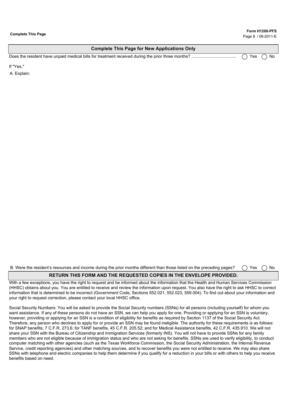 Form H1200PFS Fill Out, Sign Online and Download Fillable PDF, Texas